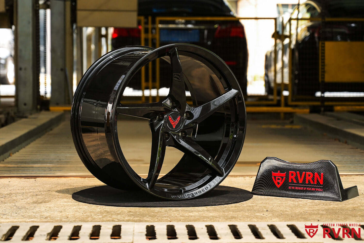 2015 Corvette C7 Z06 custom concave forged wheels, RVRN RV-MC35, Gloss Black, 19x10 +43MM / 20x12 +59MM