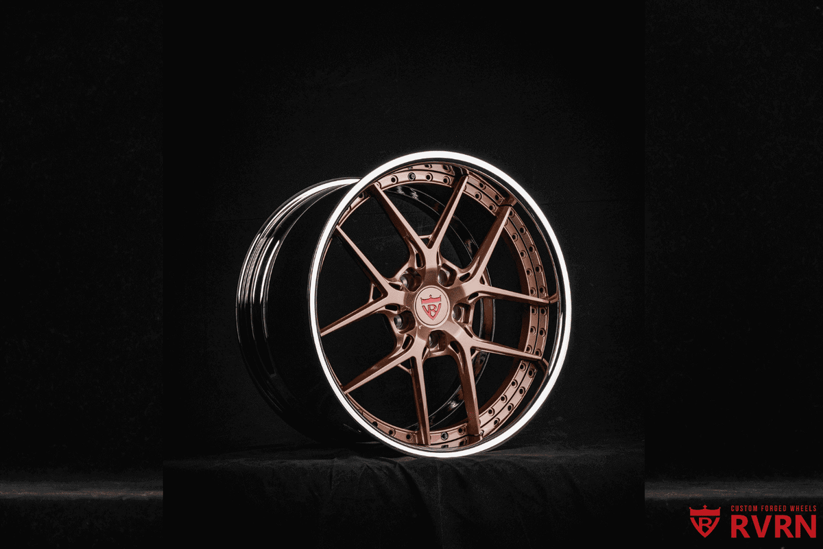 Corvette C7 Grand Sport Deep Dish Wheels-RVRN RV-DR08D Forged 2 Piece in Chrome and Bronze Color 