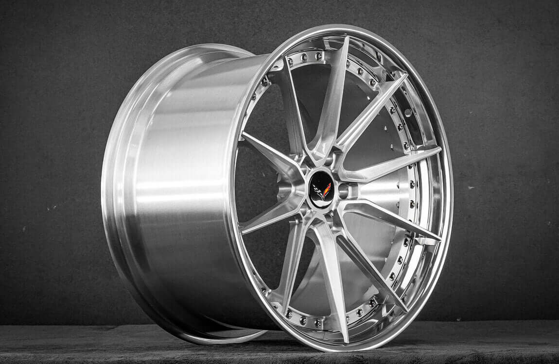 2020 Corvette C8 Z51 custom forged wheels, RVRN RV-DB082, Brushed Aluminum and Diamond Polished Aluminum, 20x9 +35MM / 21x12 +52MM