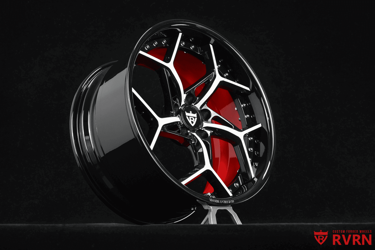 2018 Maserati GranTurismo Custom Black & RVRN Red & White Forged Wheels: RV-DV03