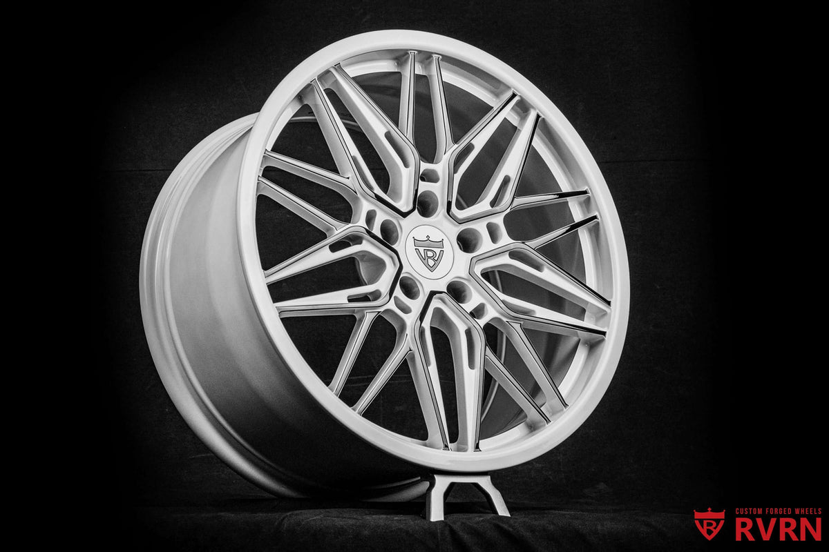 Corvette C7 Stingray Z51 custom forged wheels, monoblock performance white and black rims RV-MS808