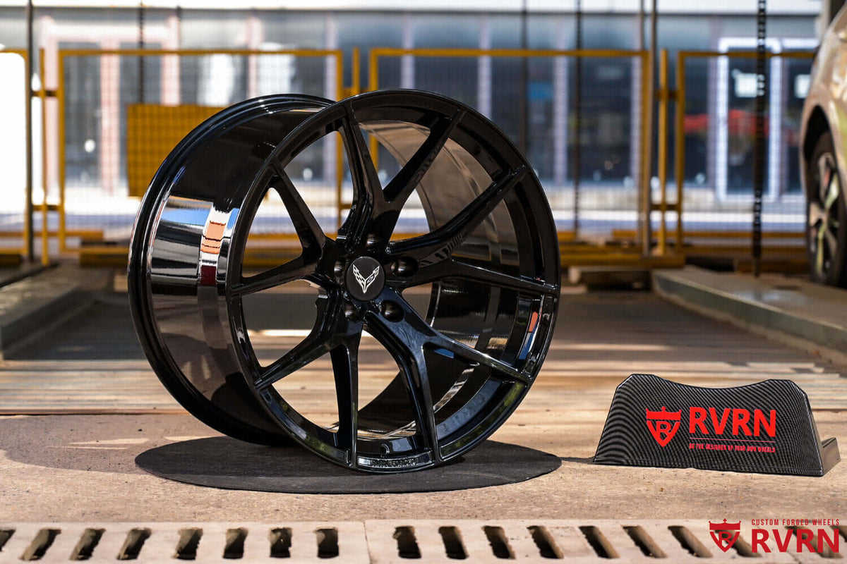 2023 Corvette C8 Z06 custom concave forged wheels, RVRN RV-MC24, Gloss Black, 20x10 +29MM / 21x13 +22MM