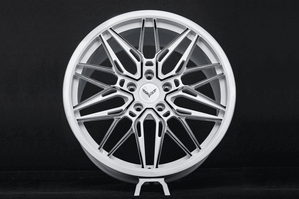 2016 Corvette C7 Z51 custom forged wheels, RVRN RV-MS808, Gloss Spoke and Gloss Black, 19x8.5 +50MM / 20x10 +66MM