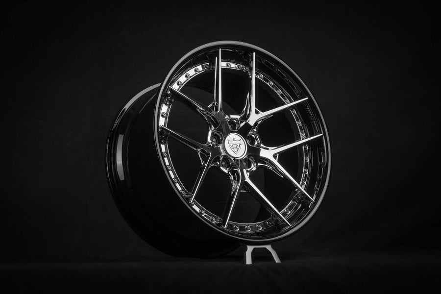 2024 Corvette C8 Chrome Wheels with OEM specs, RVRN custom forged 2-piece rims RV-DR08 step lip series