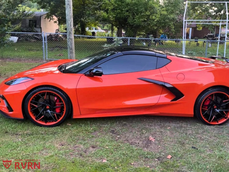 2021 Corvette C8 Stingray on RVRN Custom Wheels RV-DS74 showcasing custom forged wheels and vehicle gallery.