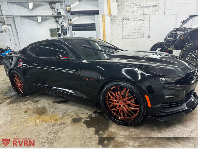 2023 Chevy Camaro SS on RVRN Custom Wheels RV-T081 in a vehicle gallery showcasing custom forged wheels.