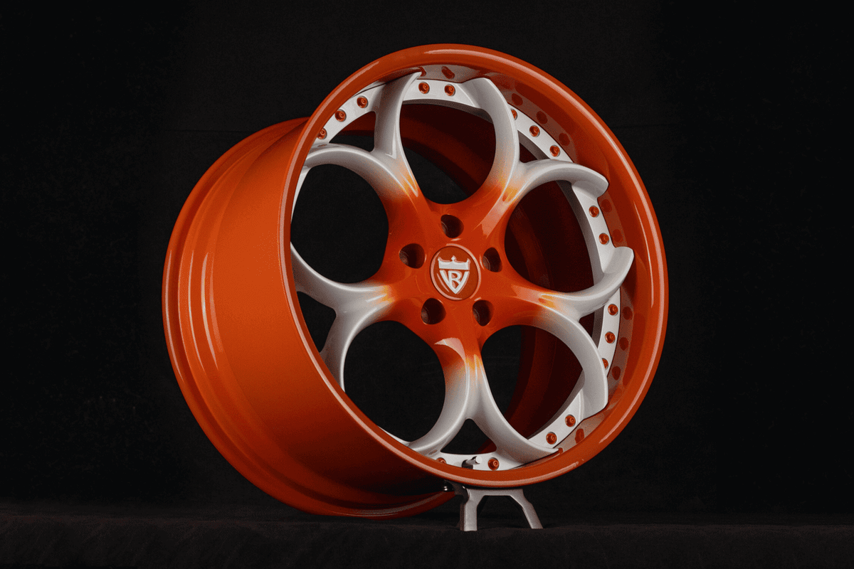 2019 Corvette C7 Z06 Custom Orange And White Forged Wheels: RV-DS016