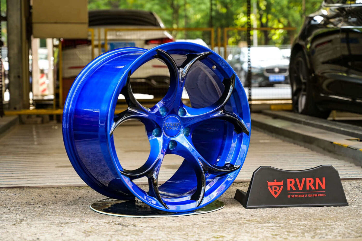 Corvette C7 Grand Sport Wheels with Blue and Black color, Corvette OEM specs, RVRN custom forged monoblock wheel RV-MS016