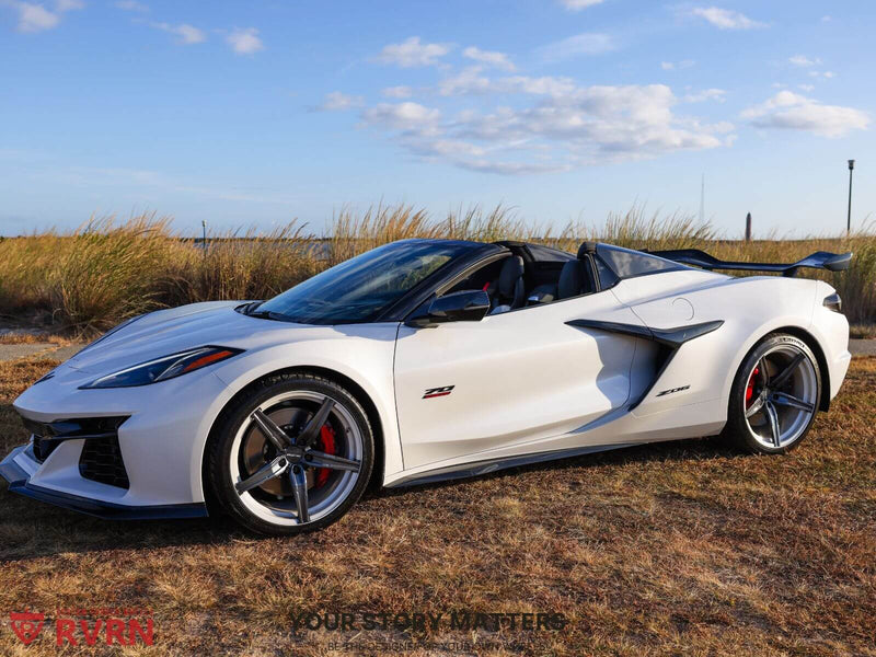 2023 Corvette C8 Z06 on custom Carbon Flash Metallic and white barrel forged wheels