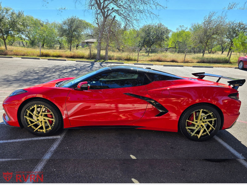2020 Corvette C8 Z51 on RVRN Custom Forged Wheels RV-DF041 parked showcasing RVRN Wheels design and real fitment.