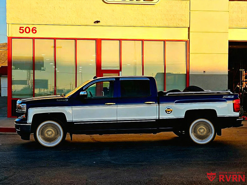 2014 Chevrolet Silverado on RVRN Forged RV-DM05 showcasing RVRN Custom Forged Wheels in a Vehicle Gallery setting.