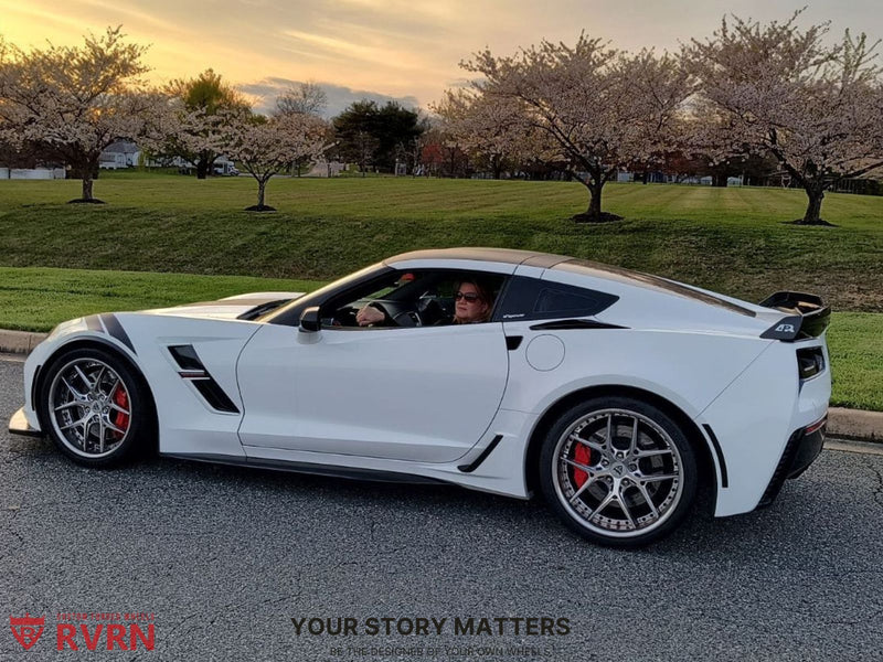 2017 Corvette C7 grand sport on RVRN Polished Aluminum RV-DR08 with custom forged wheels in a vehicle gallery.