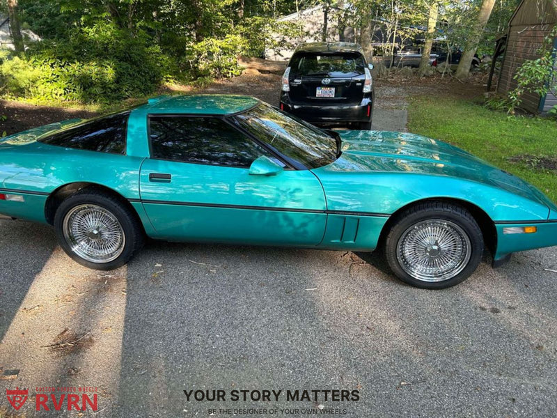 1990 Corvette C4 on RVRN Forged Wire Wheels DR90 parked in a vehicle gallery.
