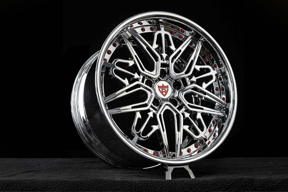 2017 Corvette C7 Grand Sport Custom Deep Dish Chrome Forged Wheels: RM-01 displayed on a black background.