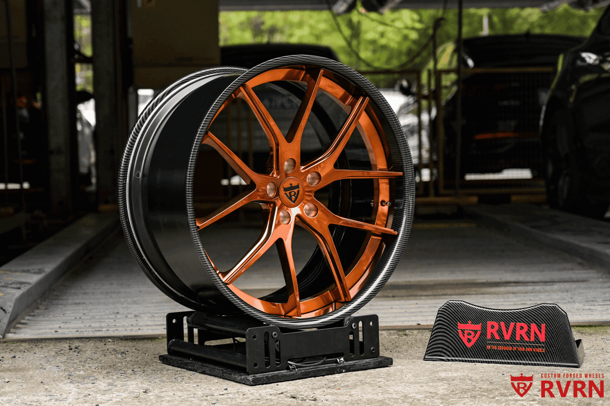 2017 Corvette C7 Z06 custom 2-piece deep dish forged wheels, RVRN RV-DC24, Polished Bronze and Carbon Fiber, 22x9.5 +38MM / 22x12 +55MM