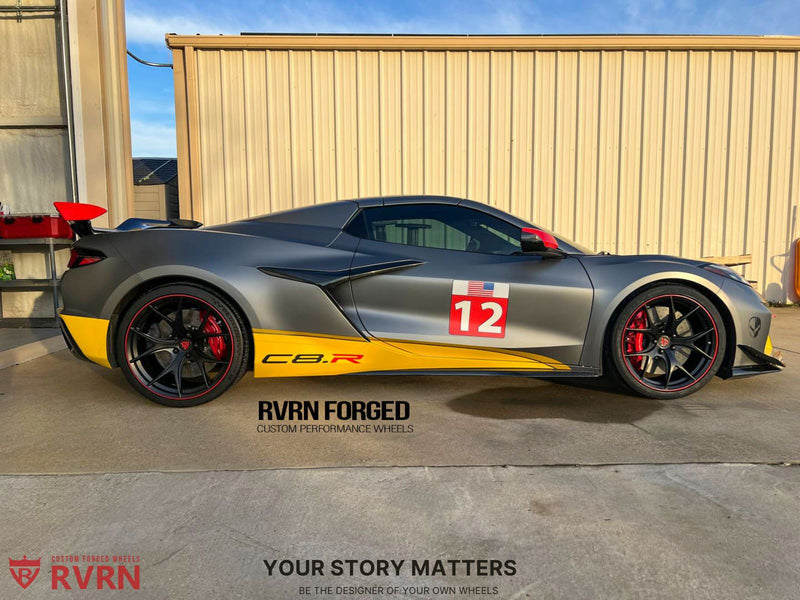 2023 Corvette C8 Z06 on RVRN Forged RV-MR05 showcasing custom forged wheels and real fitment.