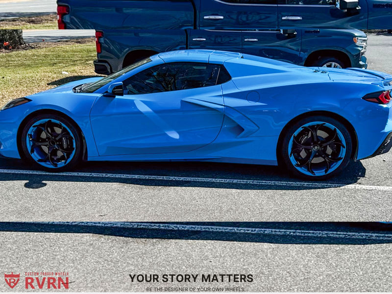 2024 Corvette C8 Stingray on RVRN Forged RV-MS016 showcasing custom forged wheels in a vehicle gallery.