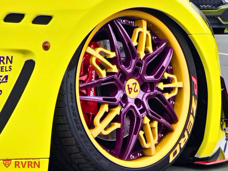 2015 Maserati Gran Turismo MC Centennial on RVRN Forged RM-01 showcasing custom forged RVRN Wheels in vibrant colors.