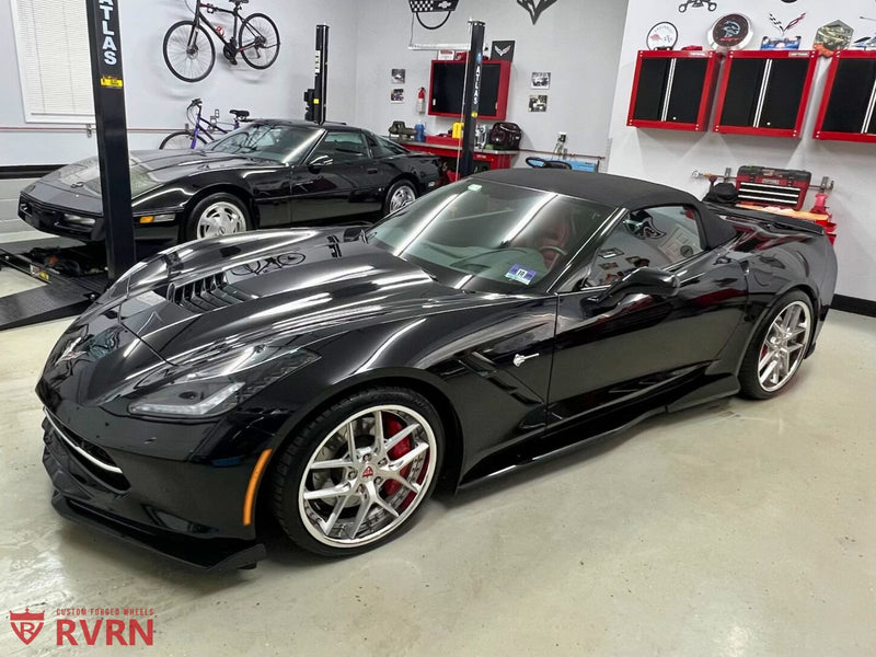 2016 Corvette C7 Z51 with RV-DR08 19x9.5 front / 20x11 rear chrome deep dish forged wheels, custom fitment