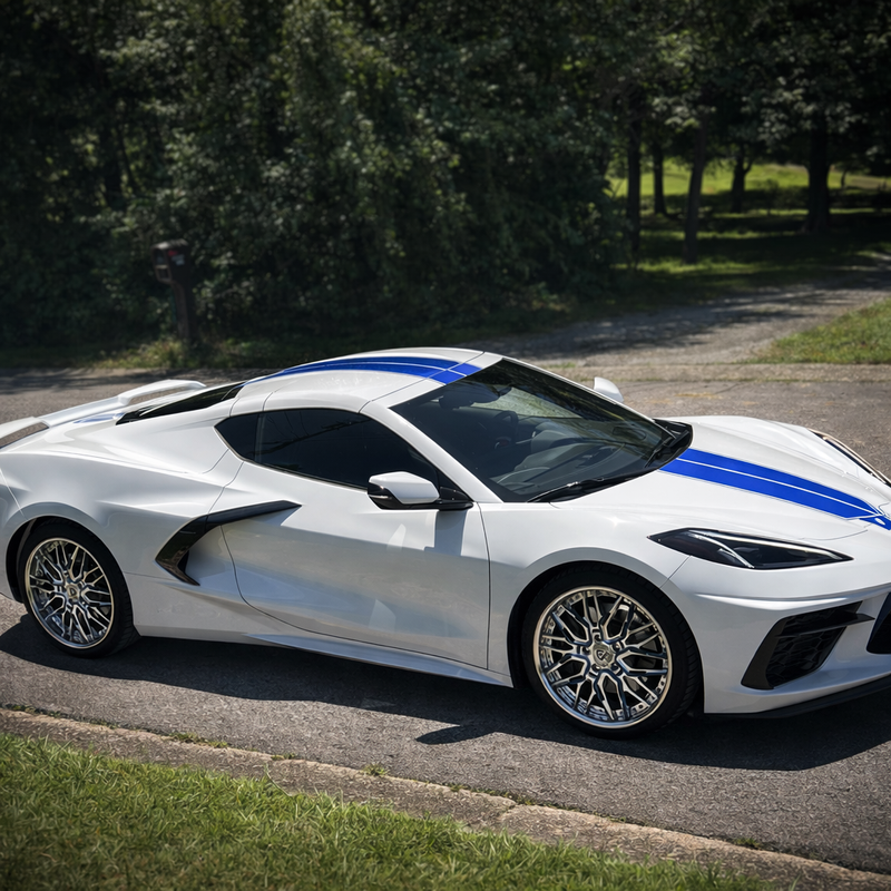 2024 Corvette C8 Stingray on RVRN Forged RV-T081 showcasing sleek design and custom forged wheels.