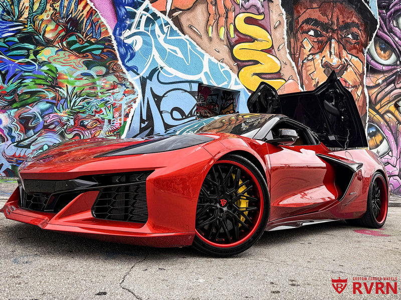 2025 Corvette C8 E-Ray on RVRN Custom Wheels RV-T081 showcasing electrified performance and striking design.
