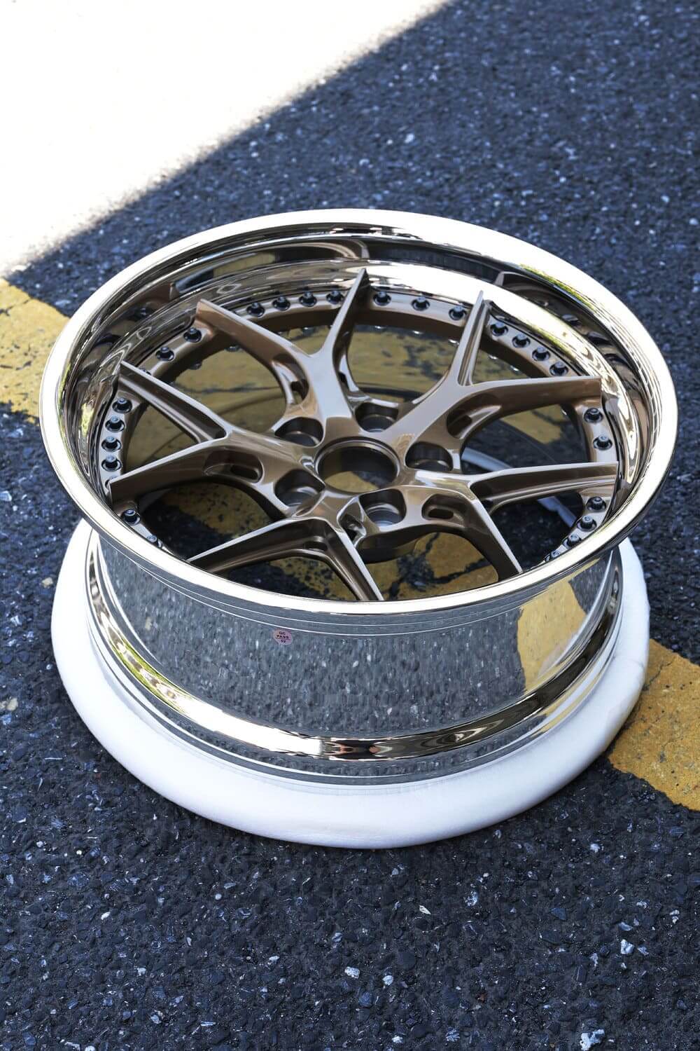 Shiny polished finish of RV-DR08D custom forged wheels, designed for 1958 Camaro."