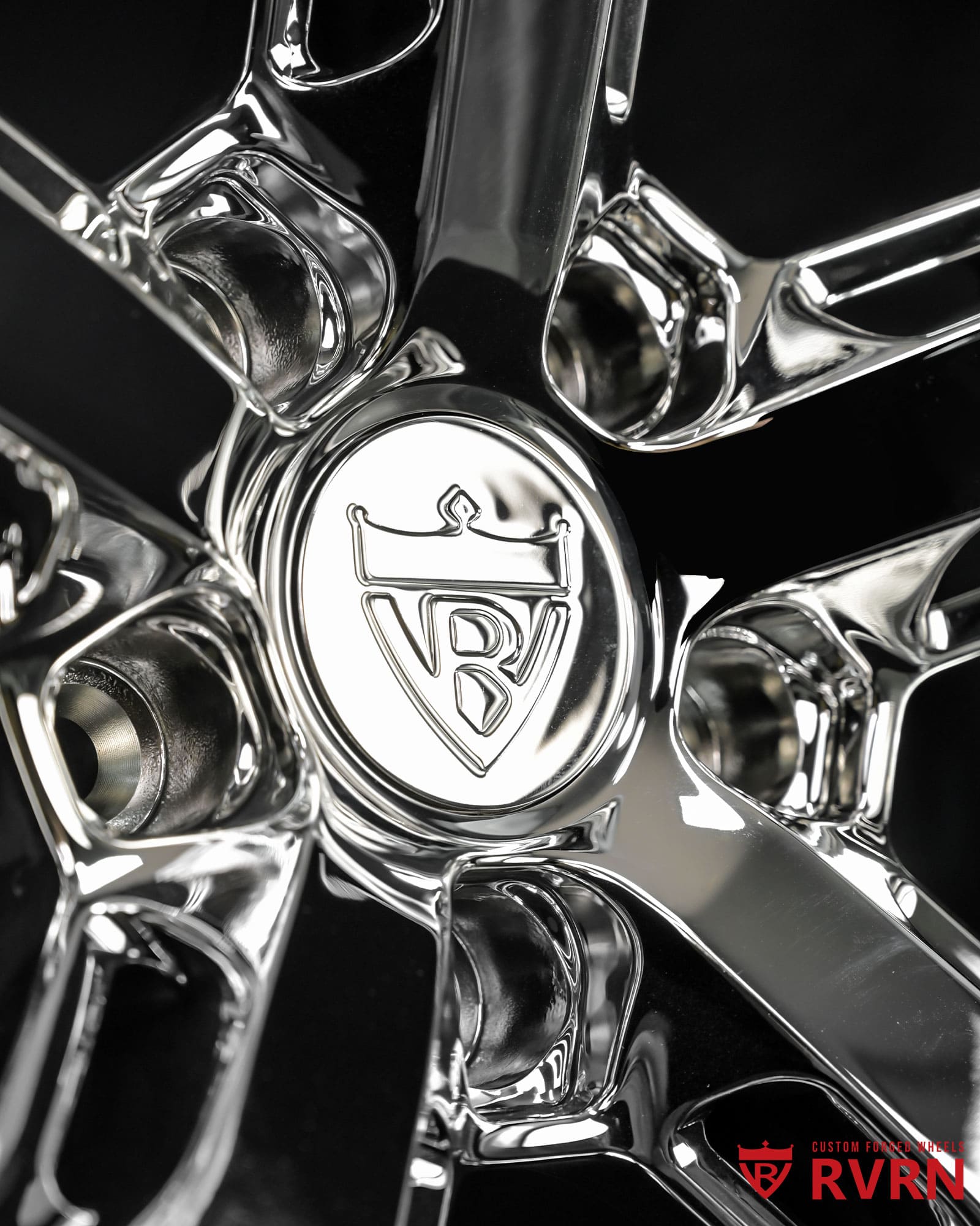 Detailed shot of all chrome concave camaro wheels showing precision forged spoke machining and deep profile design