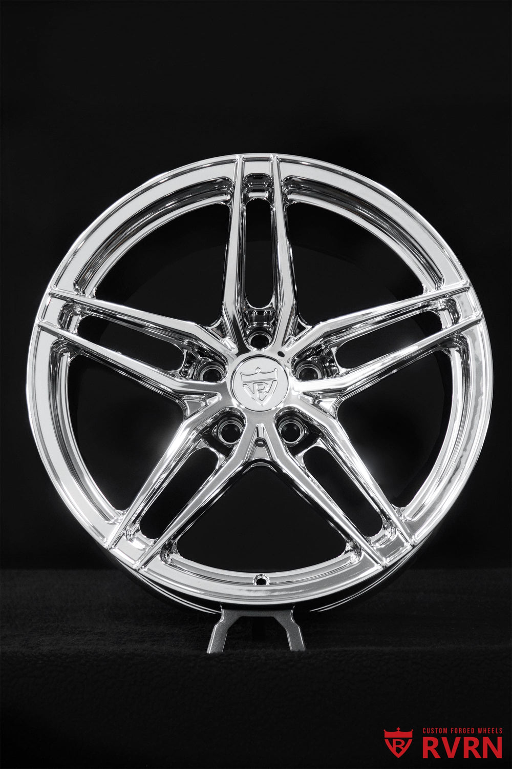 Corvette C4 forged wheels by RVRN RV-MP03 feature a chrome 5-spoke design with custom 18x8 and 19x9.5 fitment for the 1996 Corvette. Build yours today.