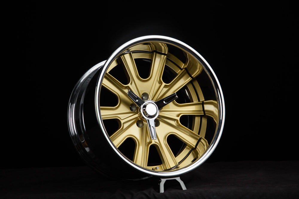 Side view of 1968 Dodge Charger custom staggered wheels by RVRN