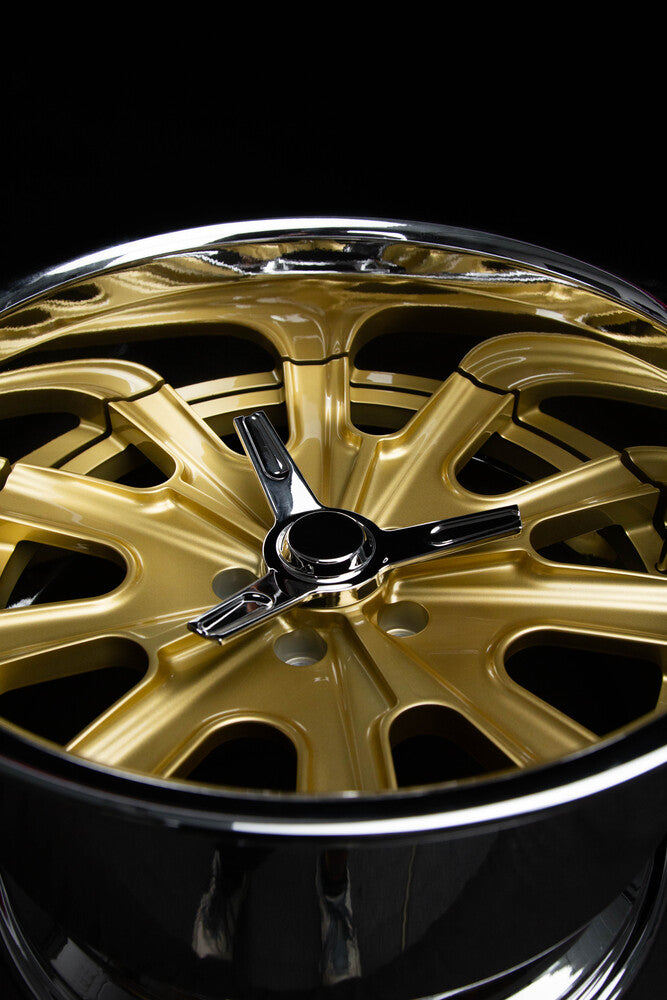 Custom 3-blade chrome caps designed for 1968 Charger wheels