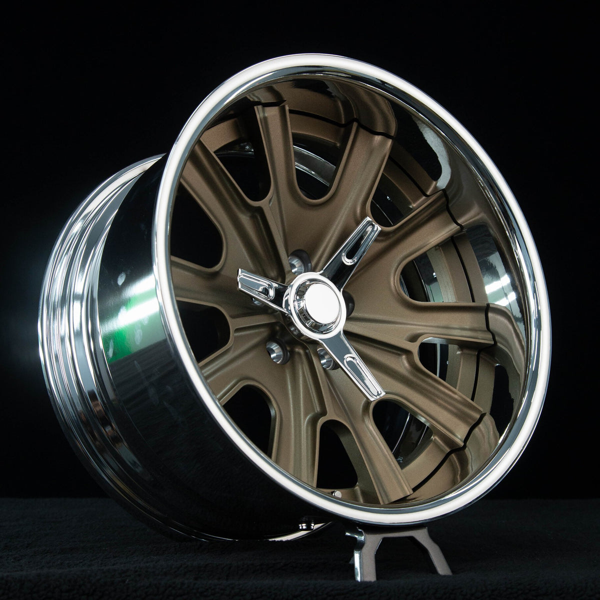 1969 Ford Mustang Custom Chrome & Matte Bronze Forged Wheels: RV-DF67
