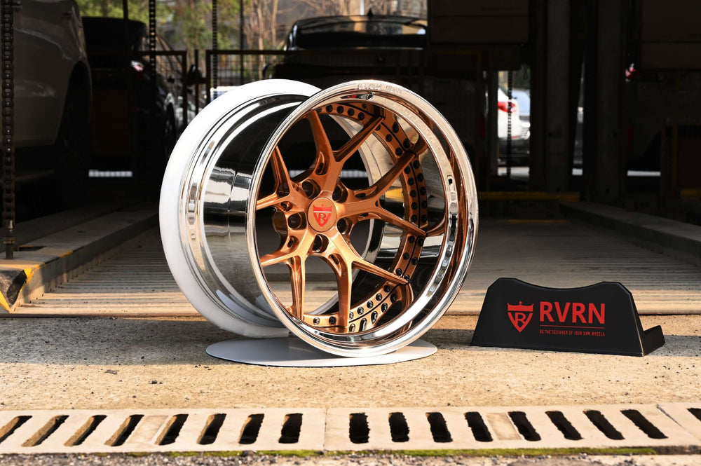 1970 Dodge Charger chrome wheels custom 2-piece forged deep dish setup RV-DR08D quarter view.