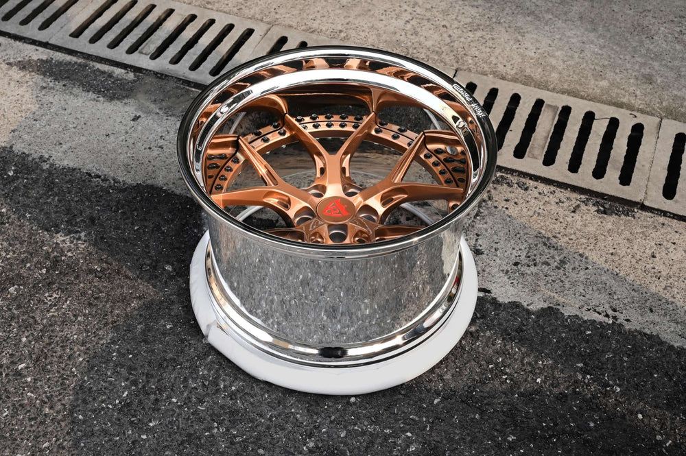 1970 Dodge Charger wheels staggered deep dish rims custom forged 2-piece RV-DR08D front 18-inch fitment.