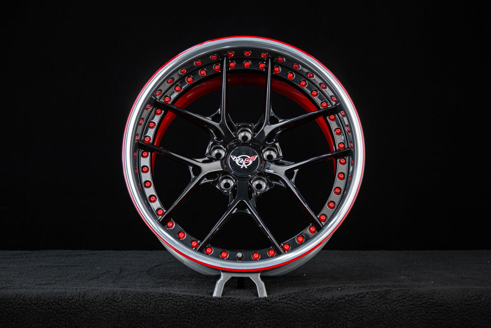 18x8.5 deep dish rim for Corvette C3 with polished aluminum barrel