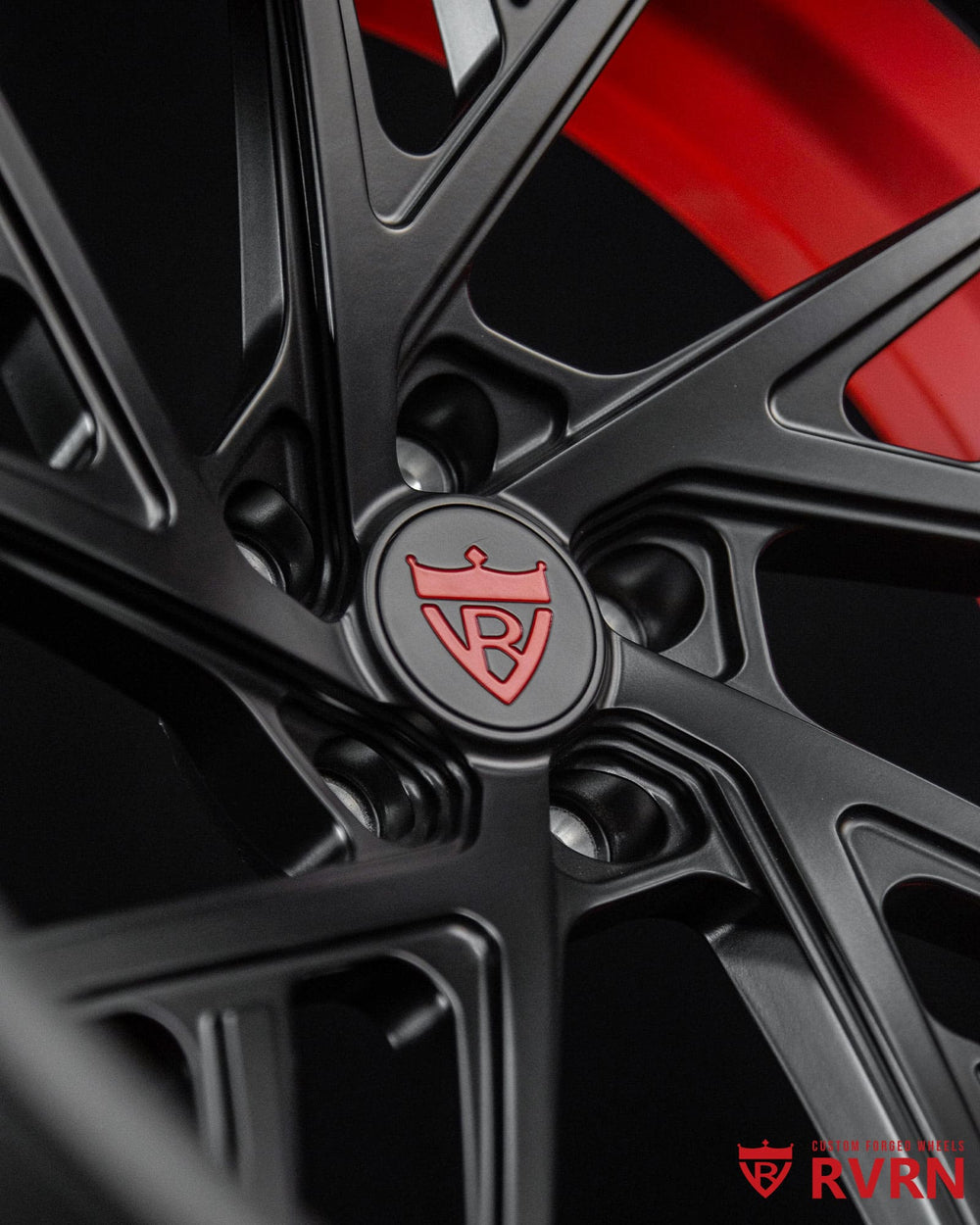 Close-up of RVRN forged 2-piece deep dish wheel craftsmanship for Camaro Z28.
