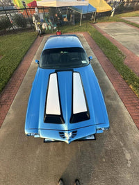 2-piece forged RVRN RV-DS74 wheel with polished finish on blue Pontiac Trans Am
