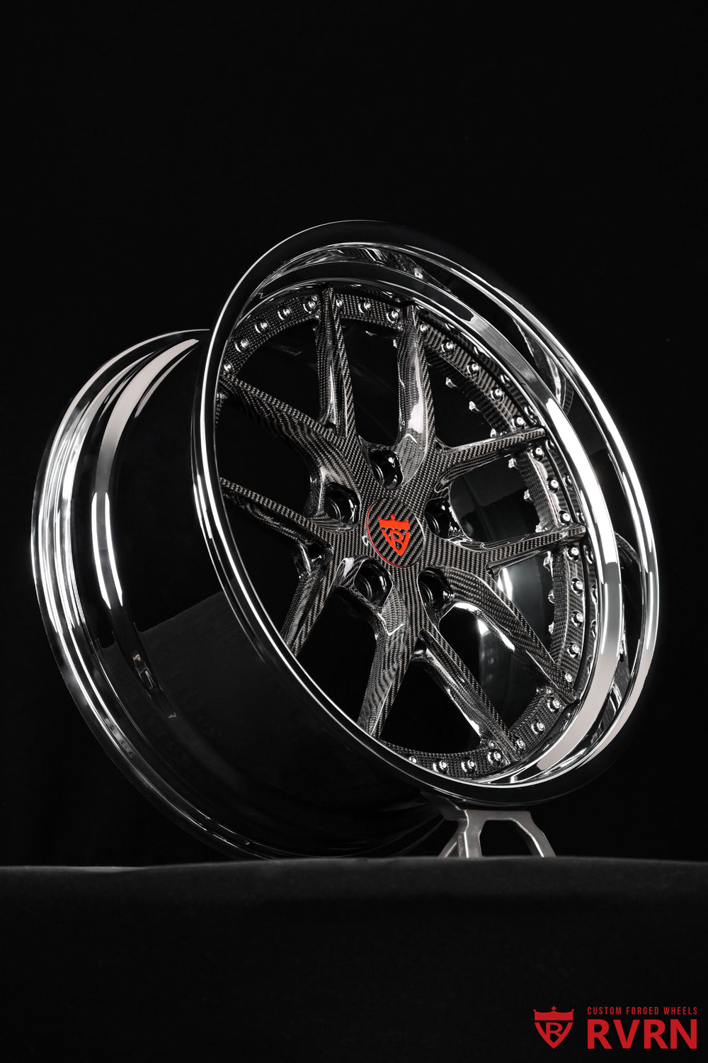 Rear 20x16 forged wheels setup on 1986 Chevy C10 with aggressive fitment and deep custom stance by RVRN Wheels