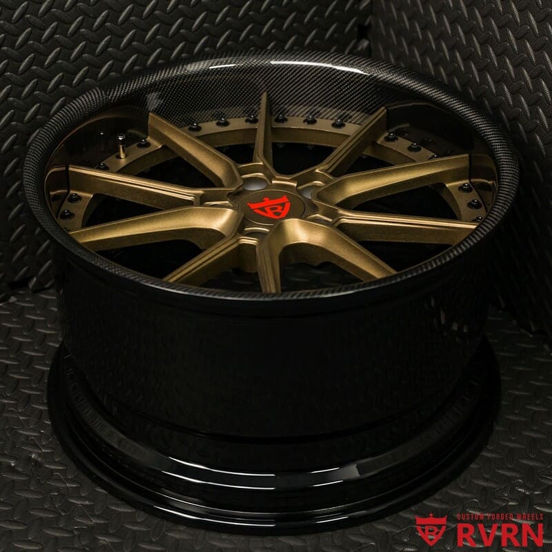 Stacked view of RV-DB082 2-piece forged wheels with bronze finish