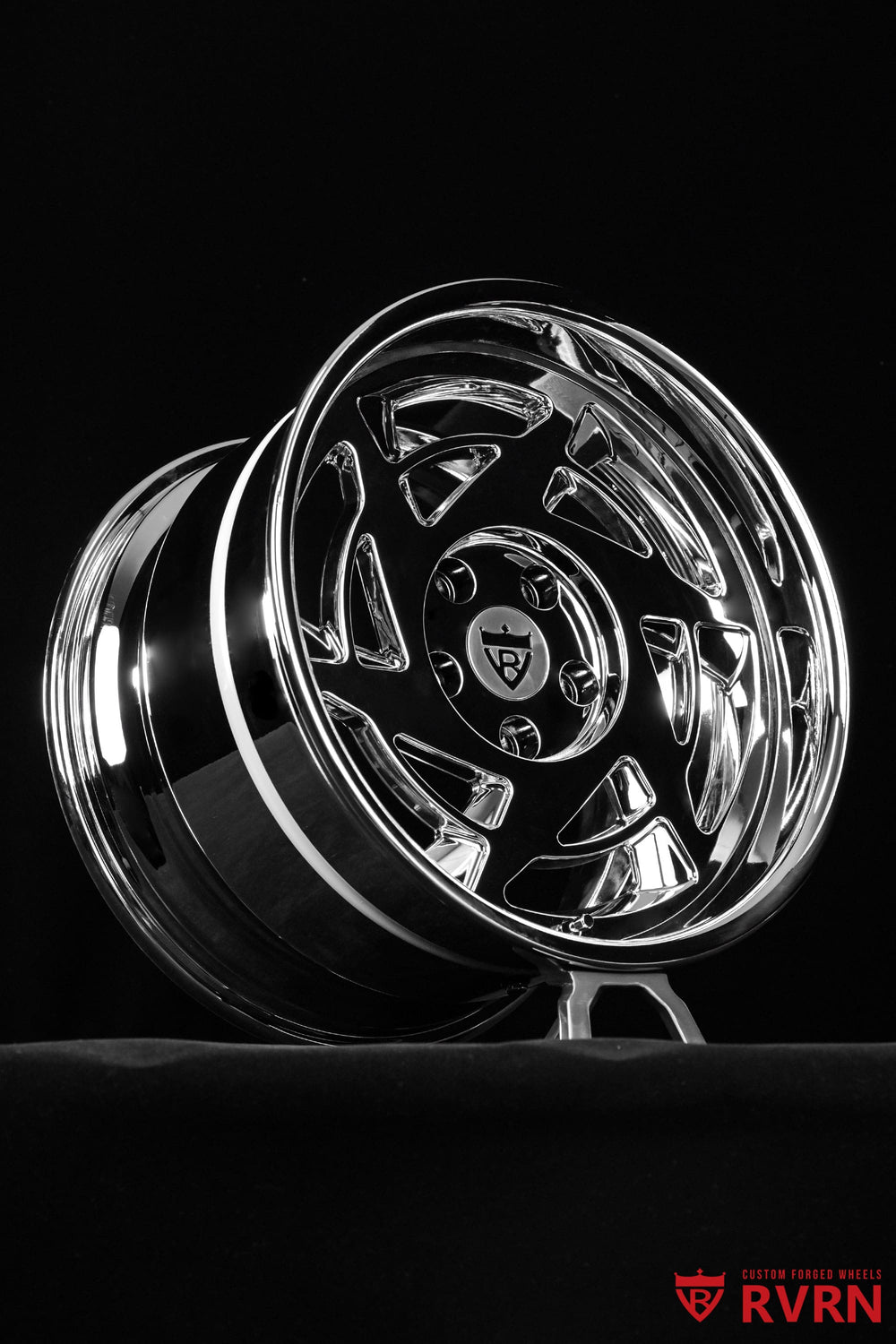 Custom wheel fitment on a 1990 Corvette C4 ZR1 with RVRN RV-DR155 3-piece forged deep dish wheels in an all chrome 17x11 +25MM configuration.