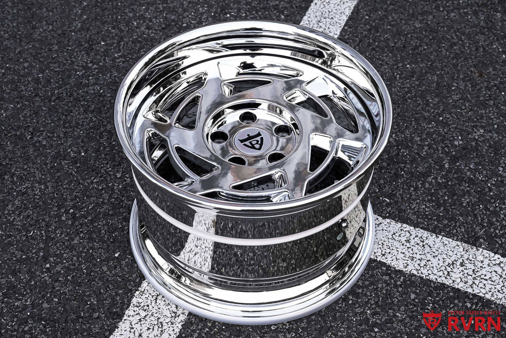 RVRN RV-DR155 custom forged deep dish chrome wheel for a 1990 Corvette C4 ZR1, offering a 17x11 +25MM fitment for a personalized wheel setup.
