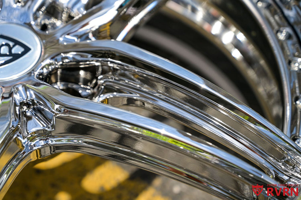 Detailed shot of RVRN forged custom wheels for 1990 Chevy Silverado