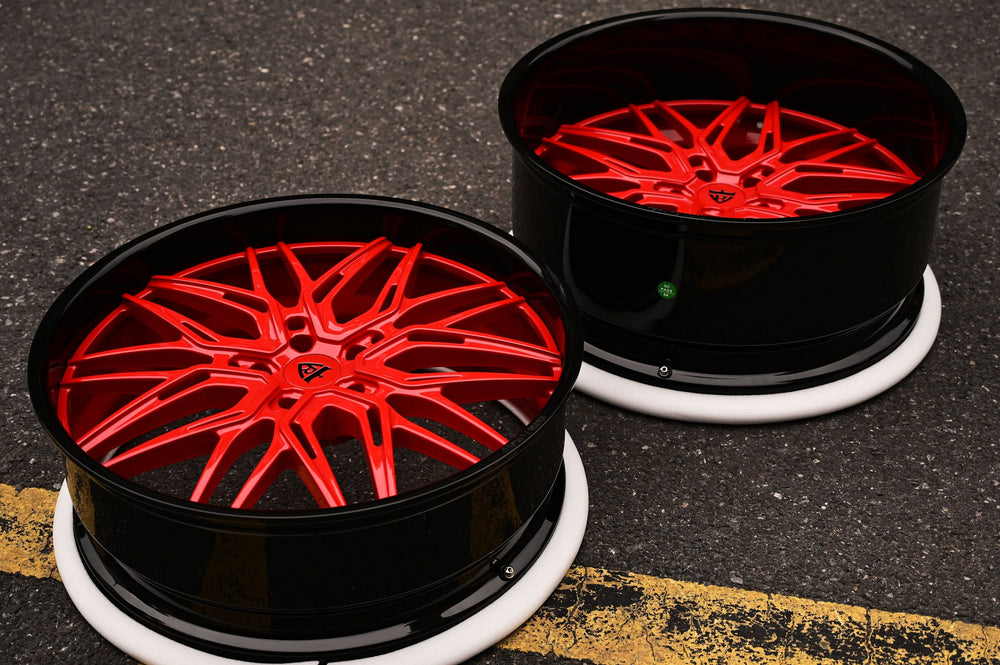 1994 Chevrolet Silverado 1500 on RVRN RV-T081 forged wheels in RVRN Red and Gloss Black (photo 03)