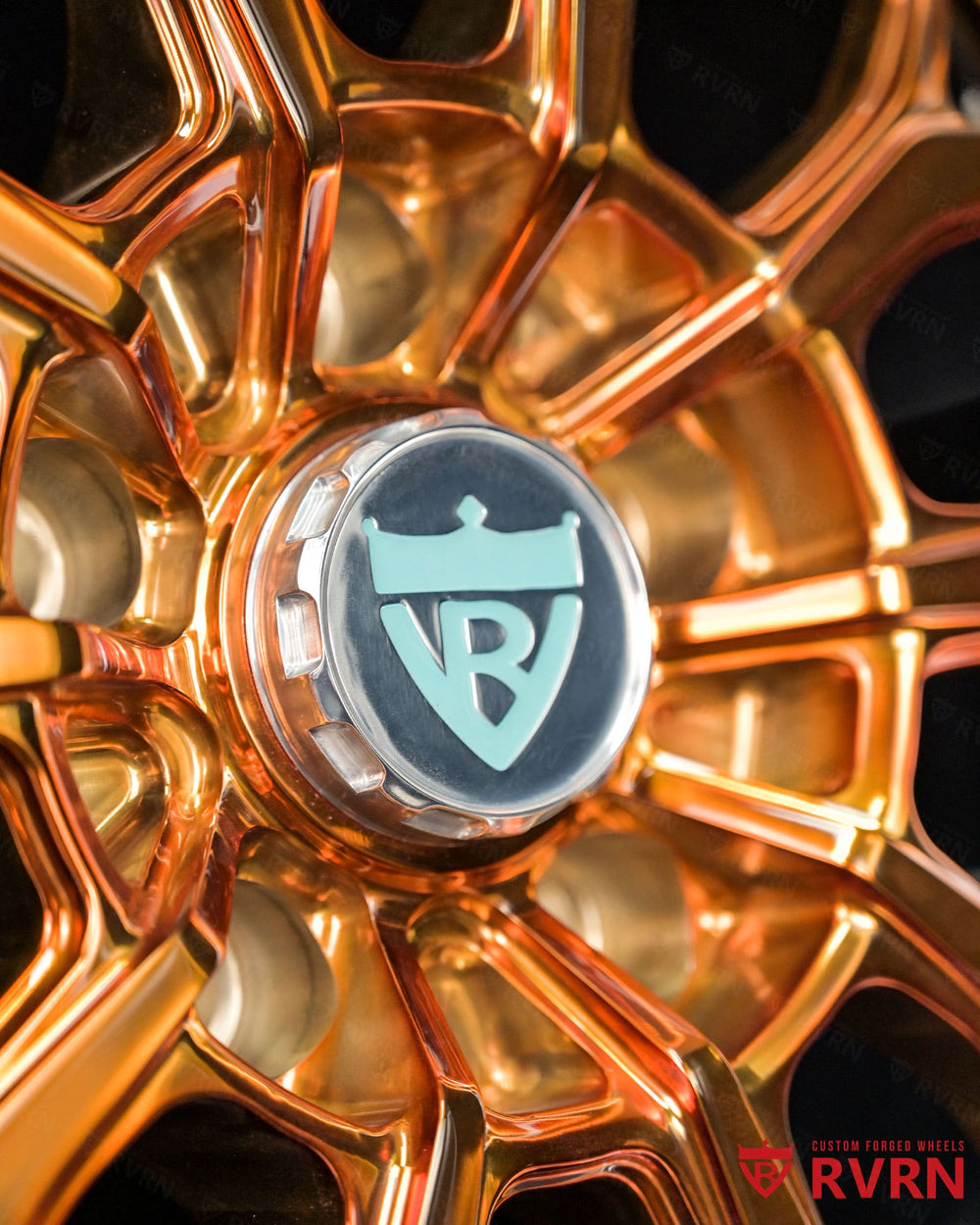 RVRN Wheels custom Corvette ZR1 forged wheels full set polished bronze brushed aluminum deep dish design