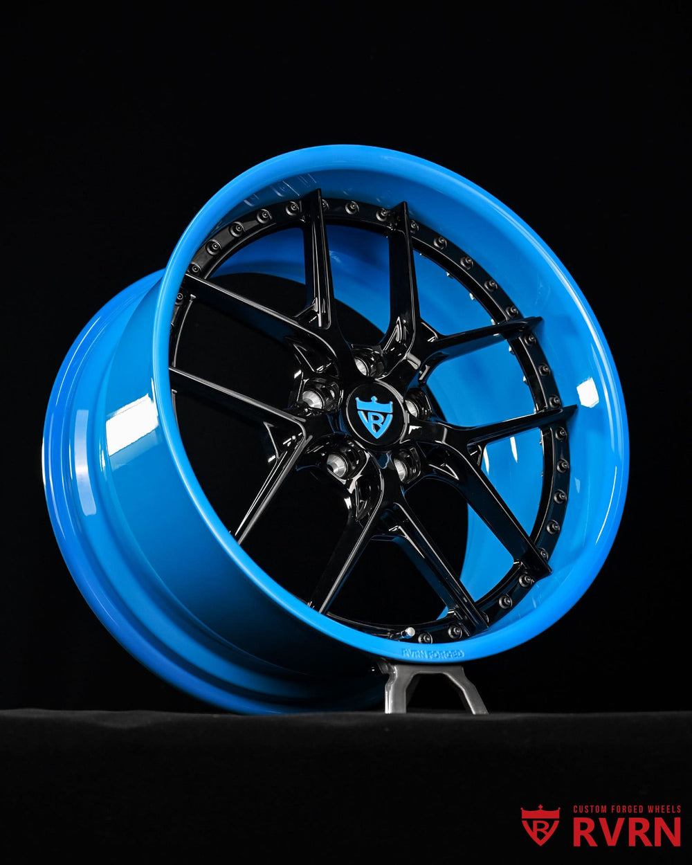 Side angle view of Corvette C5 custom forged wheels with widebody stance and deep concave deep dish profile