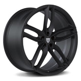 CUSTOM 1-PIECE FORGED 5 SPOKE WHEELS: RV-MF12 in sleek black finish showcasing precision engineering and modern design.