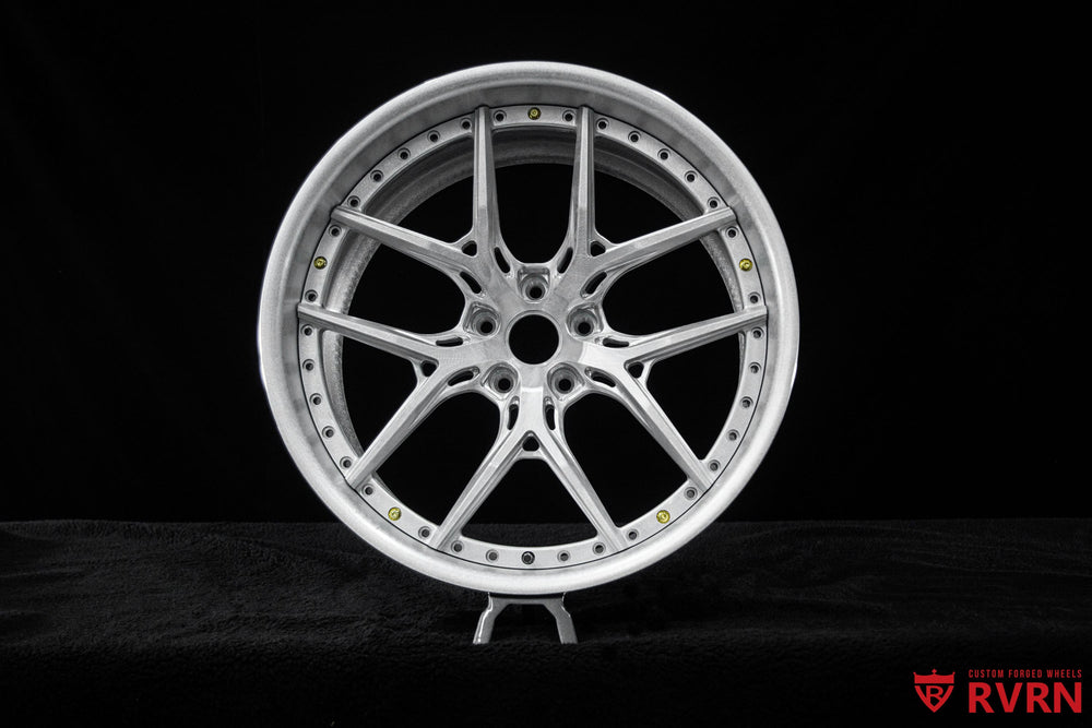 Rear view of 2001 BMW X5 deep dish wheels featuring RV-DR08D forged design with 21x13 rear fitment and aggressive concave profile.