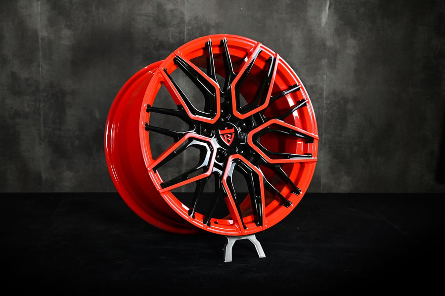 2001 Corvette C5 Coupe Custom RVRN Red & Black Forged Wheels: RV-MS808