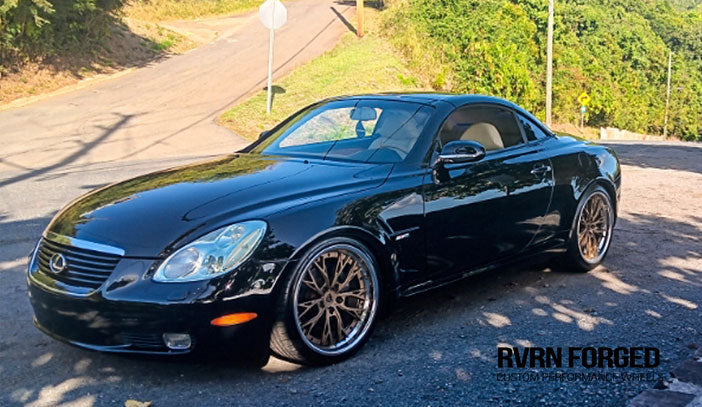 Custom forged wheels on 2002 Lexus SC430 – matte bronze front view