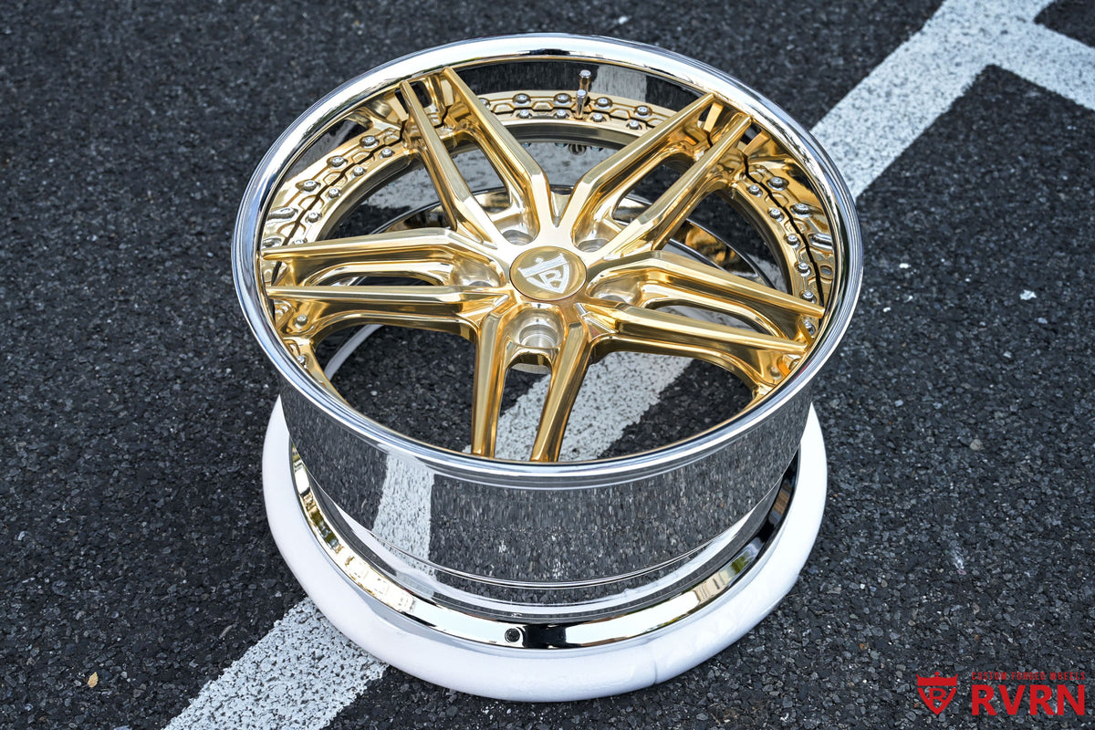 2003 Corvette C5 Z06 Polished Frozen Gold & Chrome Wheels: RV-DP03