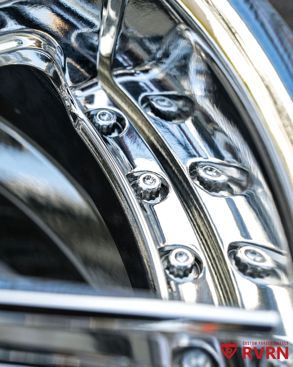 Precision-forged aluminum wheel by RVRN — chrome finish for 2005 Corvette C6.